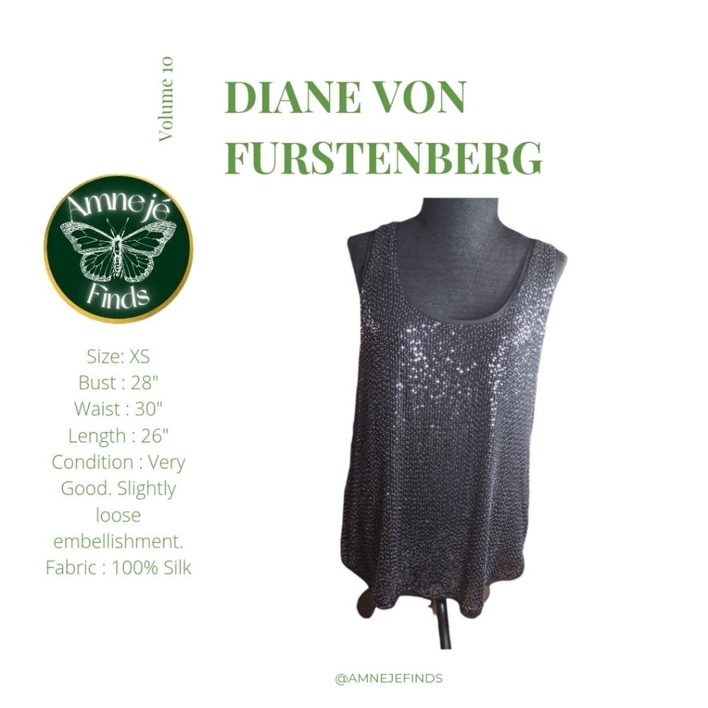 Diane Von Furstenberg Black Silk Scoop Neck Top XS
